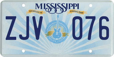 MS license plate ZJV076