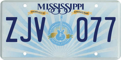 MS license plate ZJV077