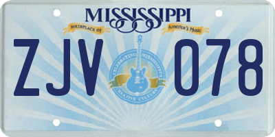 MS license plate ZJV078