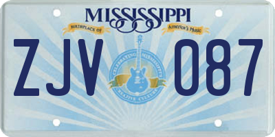 MS license plate ZJV087