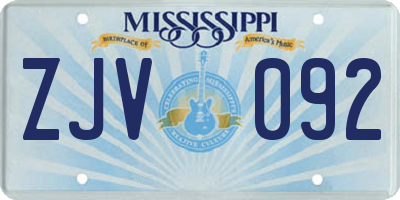 MS license plate ZJV092