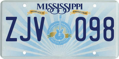 MS license plate ZJV098