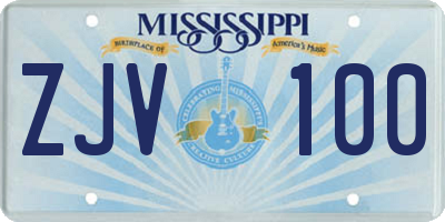 MS license plate ZJV100