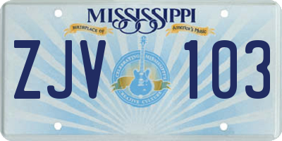 MS license plate ZJV103