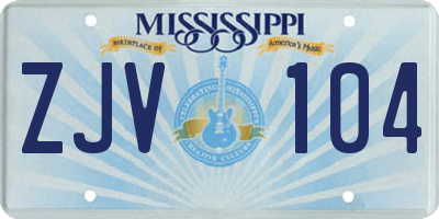 MS license plate ZJV104