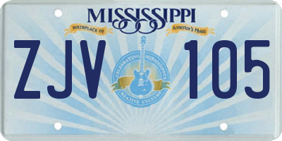 MS license plate ZJV105