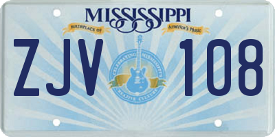 MS license plate ZJV108