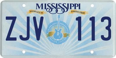 MS license plate ZJV113