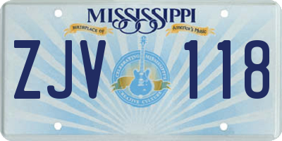 MS license plate ZJV118