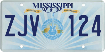 MS license plate ZJV124