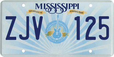 MS license plate ZJV125