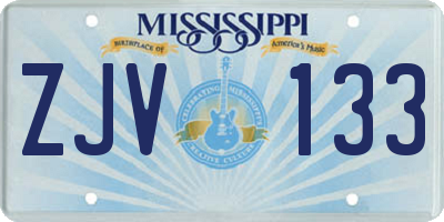 MS license plate ZJV133