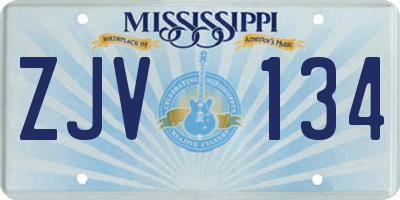 MS license plate ZJV134
