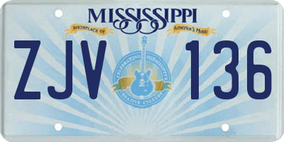 MS license plate ZJV136