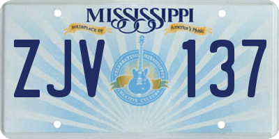 MS license plate ZJV137