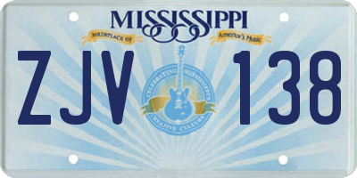 MS license plate ZJV138