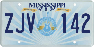 MS license plate ZJV142
