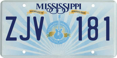 MS license plate ZJV181