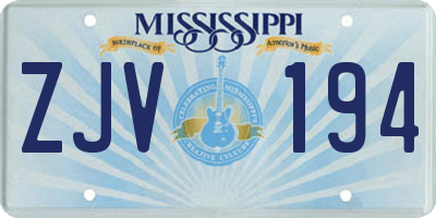 MS license plate ZJV194
