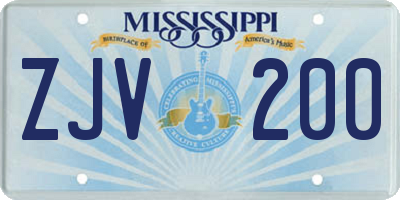 MS license plate ZJV200