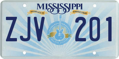MS license plate ZJV201