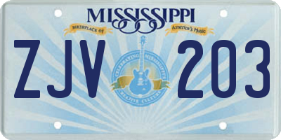MS license plate ZJV203