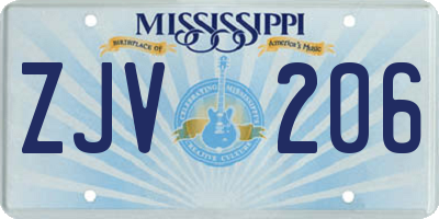 MS license plate ZJV206
