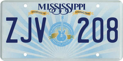 MS license plate ZJV208