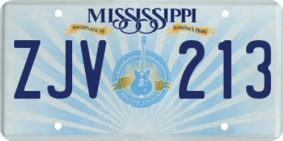MS license plate ZJV213