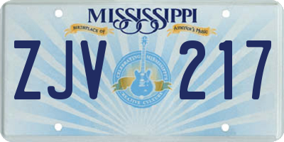 MS license plate ZJV217