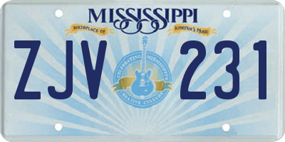 MS license plate ZJV231