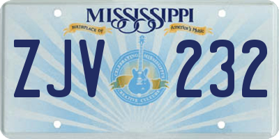 MS license plate ZJV232