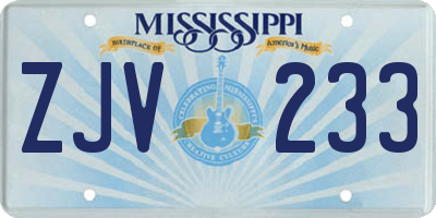 MS license plate ZJV233