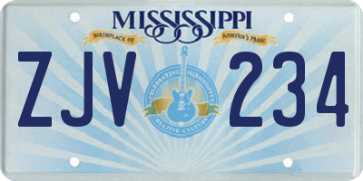 MS license plate ZJV234