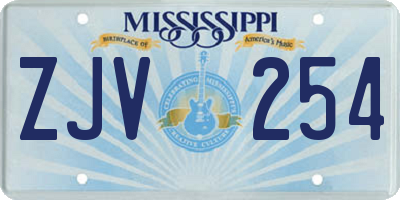 MS license plate ZJV254