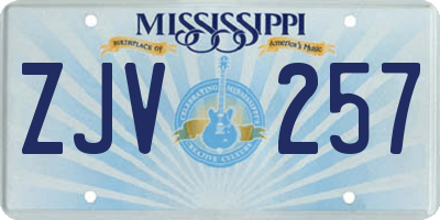 MS license plate ZJV257