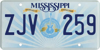 MS license plate ZJV259