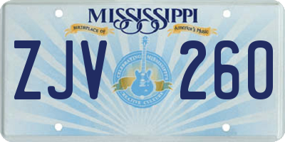 MS license plate ZJV260