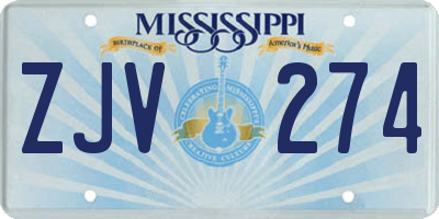 MS license plate ZJV274