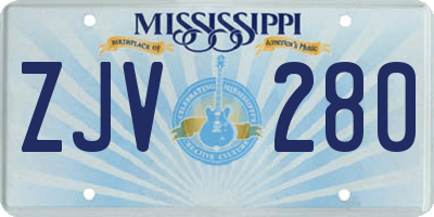MS license plate ZJV280