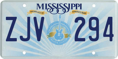MS license plate ZJV294