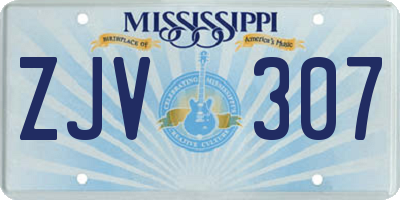 MS license plate ZJV307