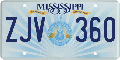 MS license plate ZJV360