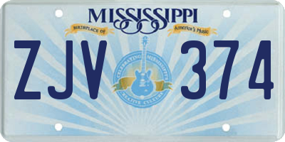 MS license plate ZJV374