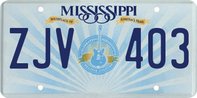 MS license plate ZJV403