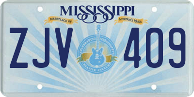 MS license plate ZJV409