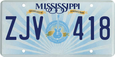 MS license plate ZJV418