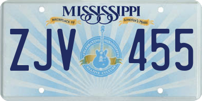 MS license plate ZJV455
