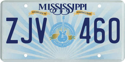 MS license plate ZJV460