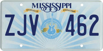 MS license plate ZJV462